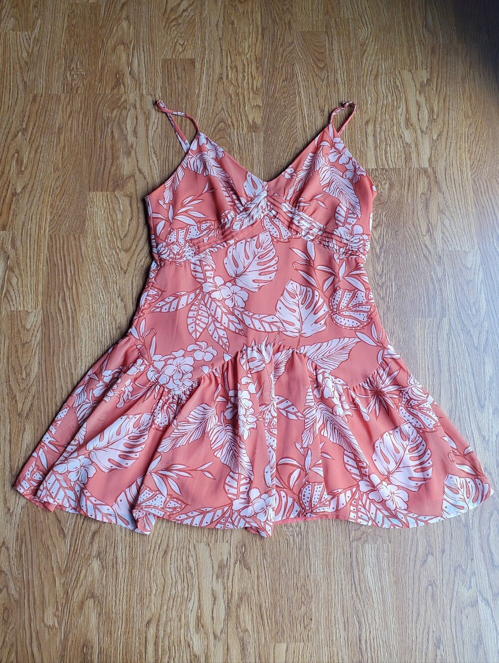 Forever 21 Orange Flower Print Mini Dress Size L